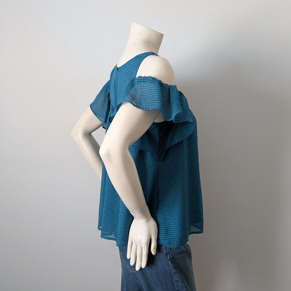 Maeve by Anthropologie - Turquoise Tavin Cold Shoulder Blouse - Size 8 - Picture 3 of 7